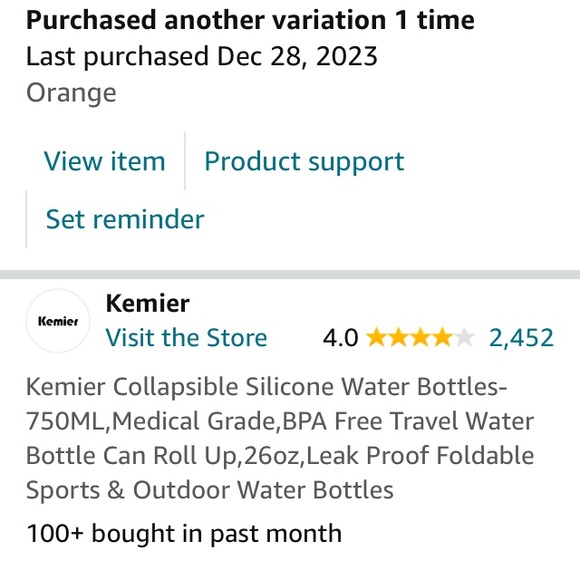 FREE WITH ANY PURCHASE **Silicon collapsible water bottle BPA FREE - Picture 4 of 5